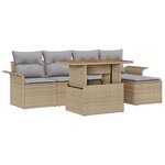 vidaXL Set de Canapé de Jardin 6 pièces avec coussins en rattan synthétique beige.