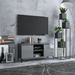 vidaXL Meuble TV avec pieds en métal Gris brillant 103 5x35x50 cm