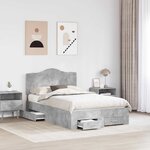vidaXL Cadre de lit Gris béton 135 x 190 cm Bois d'ingénierie