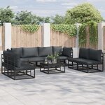 vidaXL Ensemble de canapé de jardin 9 Pièces Noir 70 x 70 x 32 cm