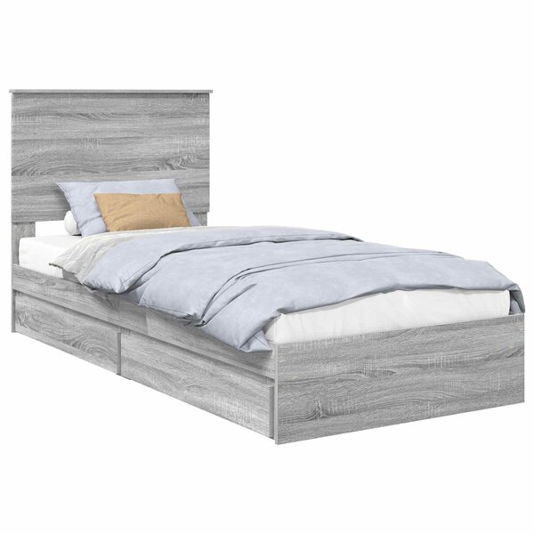 vidaXL Lit de Rangement Gris Sonoma 100 x 200 cm Bois d'ingénierie