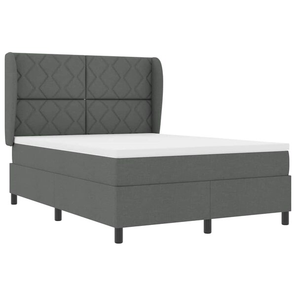 vidaXL Lit à ressorts avec matelas gris foncé  140 x 200 cm  en tissu