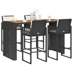 vidaXL Ensemble de bar de jardin 5 Pièces avec coussins noir poly rotin