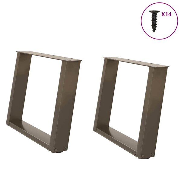 vidaXL Pieds de table basse en U  2 pièces  acier naturel  60 x (42-43) cm