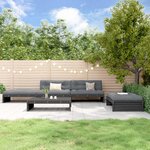 vidaXL Salon de jardin 5 Pièces avec coussins noir bois massif