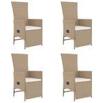 vidaXL Ensemble à manger de jardin avec coussins 5Pièces Beige poly rotin