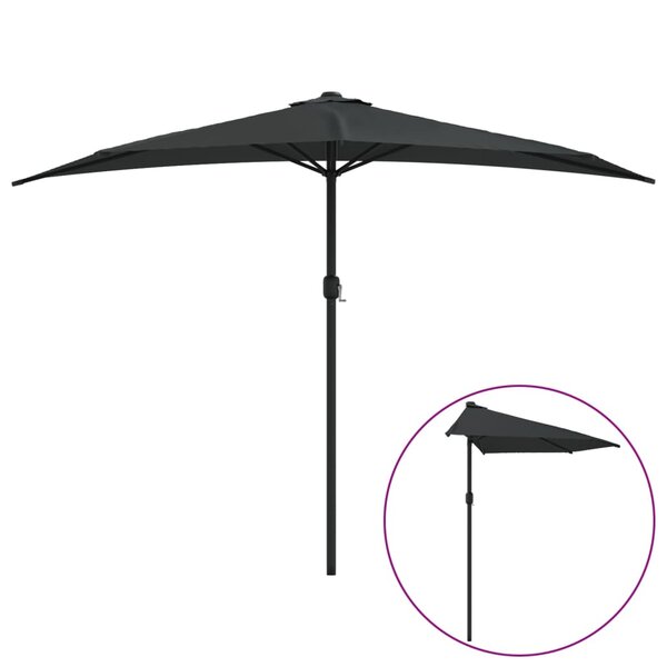 vidaXL Parasol de balcon avec mât en aluminium Noir 300x155x223cm Demi