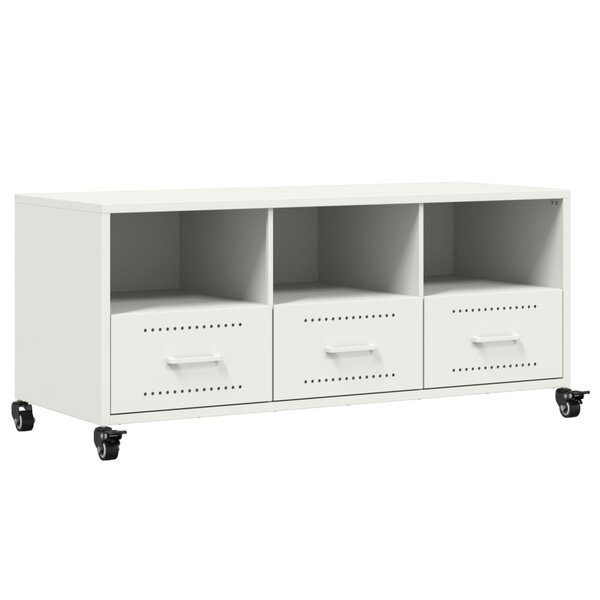 vidaXL Meuble TV blanc 100 5x39x43 5 cm acier