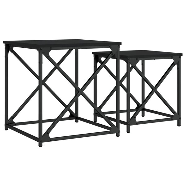 vidaXL Tables basses gigognes 2 Pièces noir bois d'ingénierie