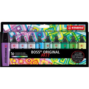 Etui carton de 10 surligneurs boss original arty - couleurs froides stabilo