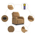 vidaXL Fauteuil inclinable de massage électrique marron velours