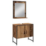 vidaXL Ensemble de mobilier de salle de bain avec porte 3 Pièces Marron