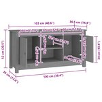 vidaXL Meuble TV Gris 103x36 5x52 cm Bois de pin massif