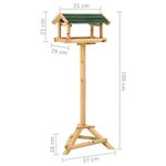 vidaXL Mangeoire à oiseaux et support 37x28x100cm Bois de sapin massif