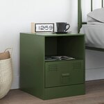 vidaXL Table de chevet vert olive 34 5x39x44 cm acier
