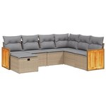 vidaXL Salon de jardin avec coussins 7Pièces mélange beige résine tressée