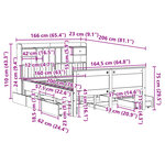 vidaXL Lit bibliothèque sans matelas cire marron 160x200 cm pin massif
