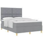 vidaXL Lit à ressorts avec matelas Gris clair 160 x 200 cm tissu
