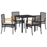 vidaXL Ensemble de salle à manger de jardin 5 pièces avec coussins Noir Poly Rattan