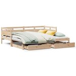 vidaXL Lit de jour avec gigogne et tiroirs sans matelas 90x200 cm