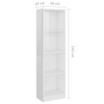 vidaXL Bibliothèque à 4 niveaux Blanc brillant Bois d’ingénierie