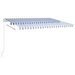 vidaXL Auvent manuel rétractable avec LED 450x300 cm Bleu et blanc