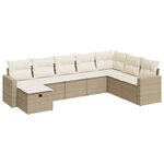 vidaXL Salon de jardin avec coussins 8 Pièces beige résine tressée