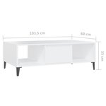 vidaXL Table basse blanc 103 5x60x35 cm bois d'ingénierie