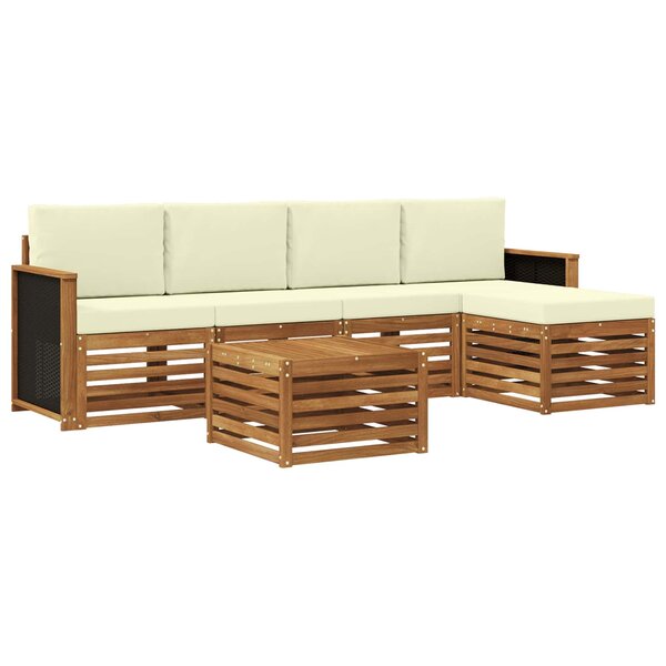 vidaXL Ensemble de canapés d'extérieur 6 pc Naturel et Crème