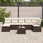 vidaXL Ensemble de canapé de jardin 8 Pièces Marron Poly rotin