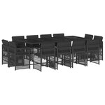 vidaXL Ensemble à manger de jardin 13 Pièces coussins noir résine tressée