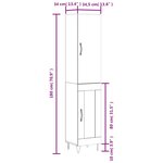 vidaXL Buffet haut Sonoma gris 34 5x34x180 cm Bois d'ingénierie