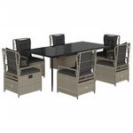 vidaXL Ensemble à manger de jardin et coussins 7 Pièces gris clair rotin