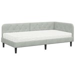 vidaXL Cadre de lit d'angle Gris clair 90 x 190 cm Velours