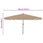 Parasol de jardin vidaXL avec lumières LED ø395x245 cm Taupe