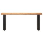 Banc banquette au bord naturel du bois 110 x 35 x 46 cm bois d'acacia solide et acier 02_0010780