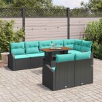 vidaXL Ensemble de canapé de jardin 9 Pièces Noir Poly rotin