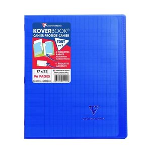 CLAIREFONTAINE Koverbook Cahier piqure 96 pages avec rabats - 170 x 220 mm - Seyes papier PEFC 90 g - Bleu marine