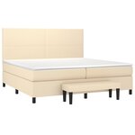 vidaXL Sommier à lattes de lit avec matelas Crème 200x200 cm Tissu