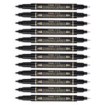 Marqueur permanent Pen  double pointe  noir x 12 PENTEL