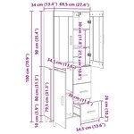 vidaXL Haut Armoire Bois Ancien 69 5 x 34 x 180 cm Bois d'ingénierie