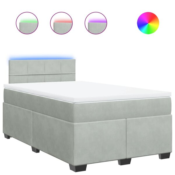 vidaXL Sommier à lattes de lit et matelas gris clair 120x190cm velours