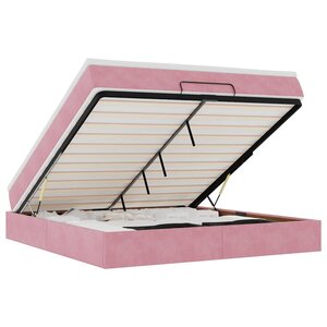 VidaXL Cadre de lit ottoman avec matelas rose 160x200 cm velours
