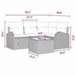 vidaXL Ensemble de canapé de jardin 5 Pièces Marron et rouge Poly rotin