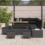 vidaXL Ensemble de canapé de jardin avec coussin 9 Pièces Noir Poly rotin