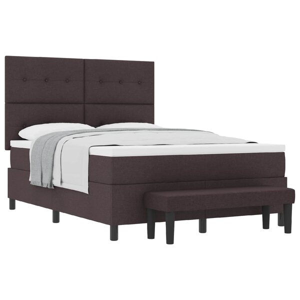 vidaXL Lit à ressorts avec matelas Marron foncé 140 x 190 cm tissu