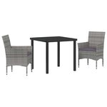 vidaXL Ensemble de salle à manger pour jardin 3 Pièces Gris Poly rotin
