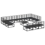vidaXL Ensemble de canapé de jardin avec coussin 14 Pièces Noir Aluminium