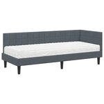 vidaXL Cadre de lit d'angle avec matelas 2 Pièces Gris Velours