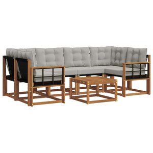 vidaXL Ensemble de canapés d'extérieur 7 pc Gris Naturel et Clair